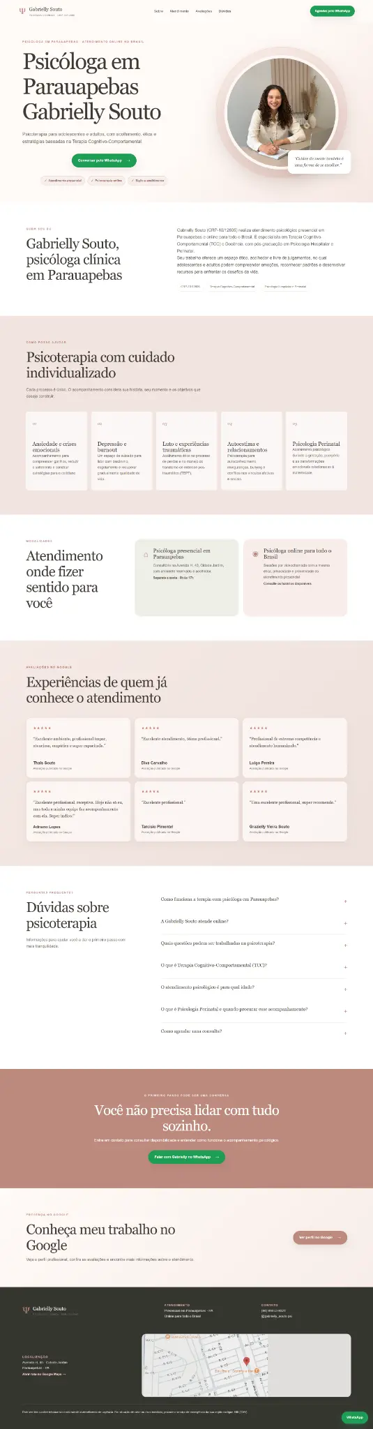 Site da psicóloga Gabrielly Souto em Parauapebas