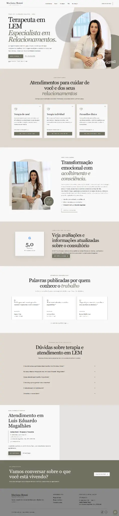 Site da terapeuta Mariana Bonni em Luís Eduardo Magalhães